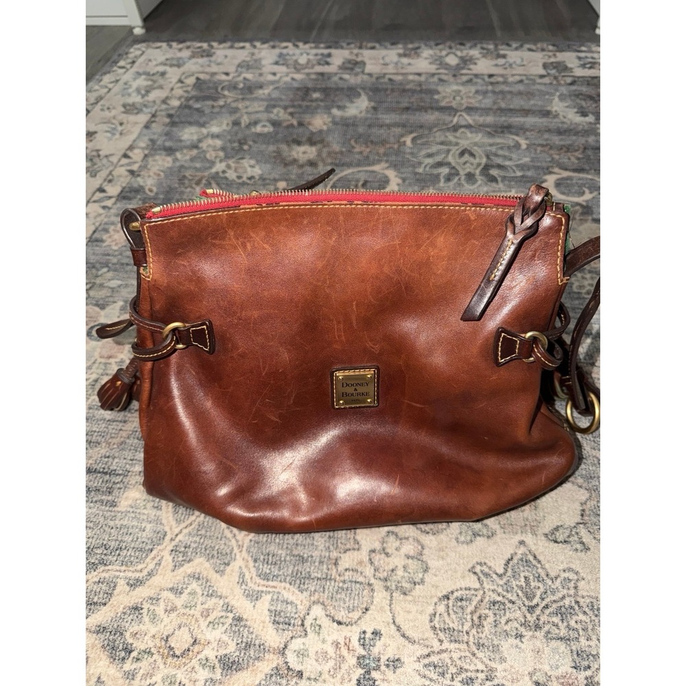 Dooney & Bourke Medium Florentine Vachetta Leather Zip Hobo Bag - Chestnut Brown